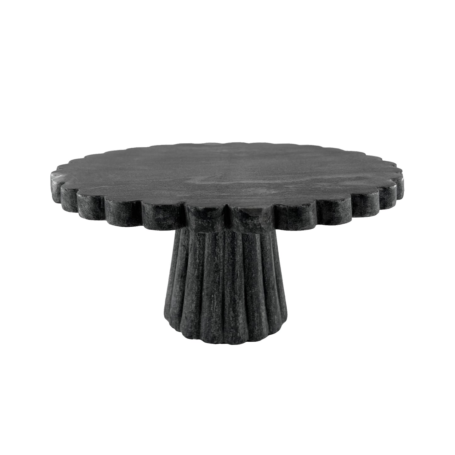 Verona Scalloped Black Marble Cake Stand