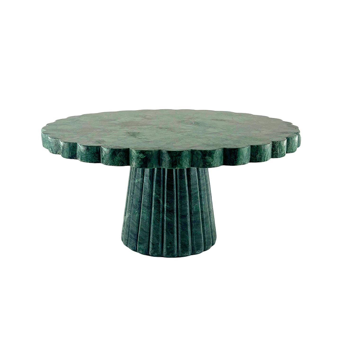 Verona Scalloped Green Marble Cake Stand