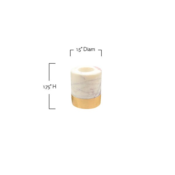 Verona White Marble Taper Holder Set