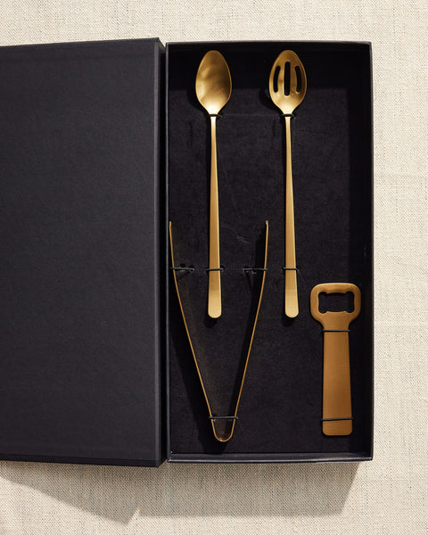 Canvas Classic Matte Gold Stainless Steel 4 Piece Bar Tool Gift Set