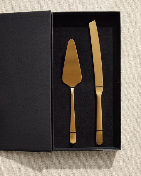Oslo Matte Gold Stainless Steel 2 Piece Cake Service Set