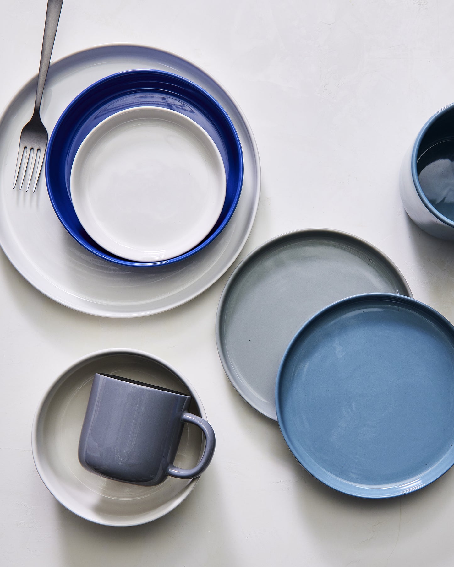 Reims Stone Stoneware 4 Piece Dinnerware Set, Service For 1 Canvas Home Blue, canvas home, contemporary dinnerware, dinner party, dinnerware, dinnerware sets, dish sets, family, Large, modern dinnerware, Place Setting, Plates, reims, simple dinnerware, tabletop, tableware