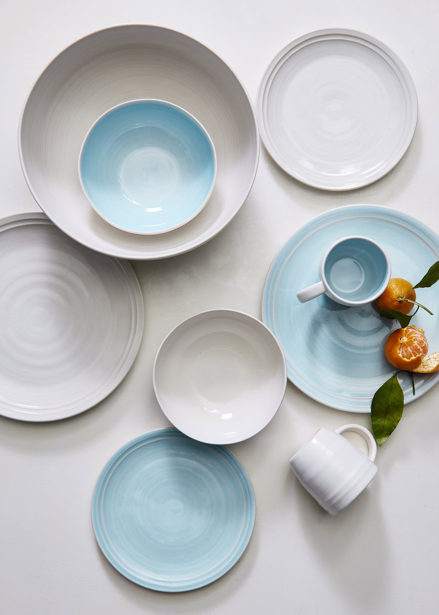 Lines Blue Stoneware Cereal Bowl, Set of 4