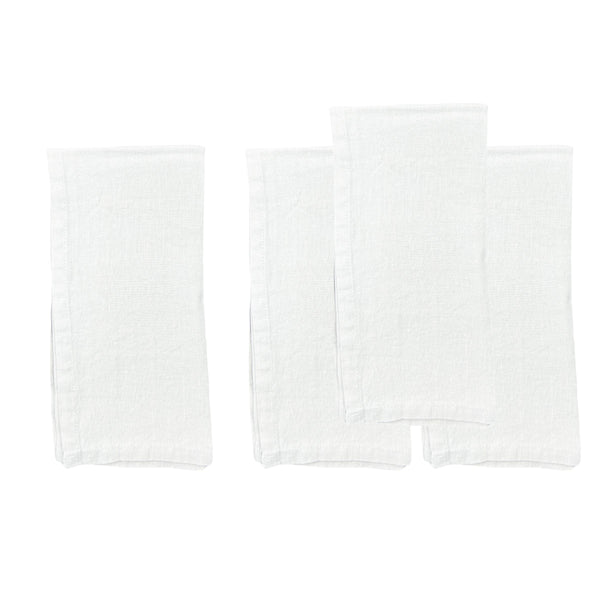 Stone Washed White Linen Napkin - Set of 4