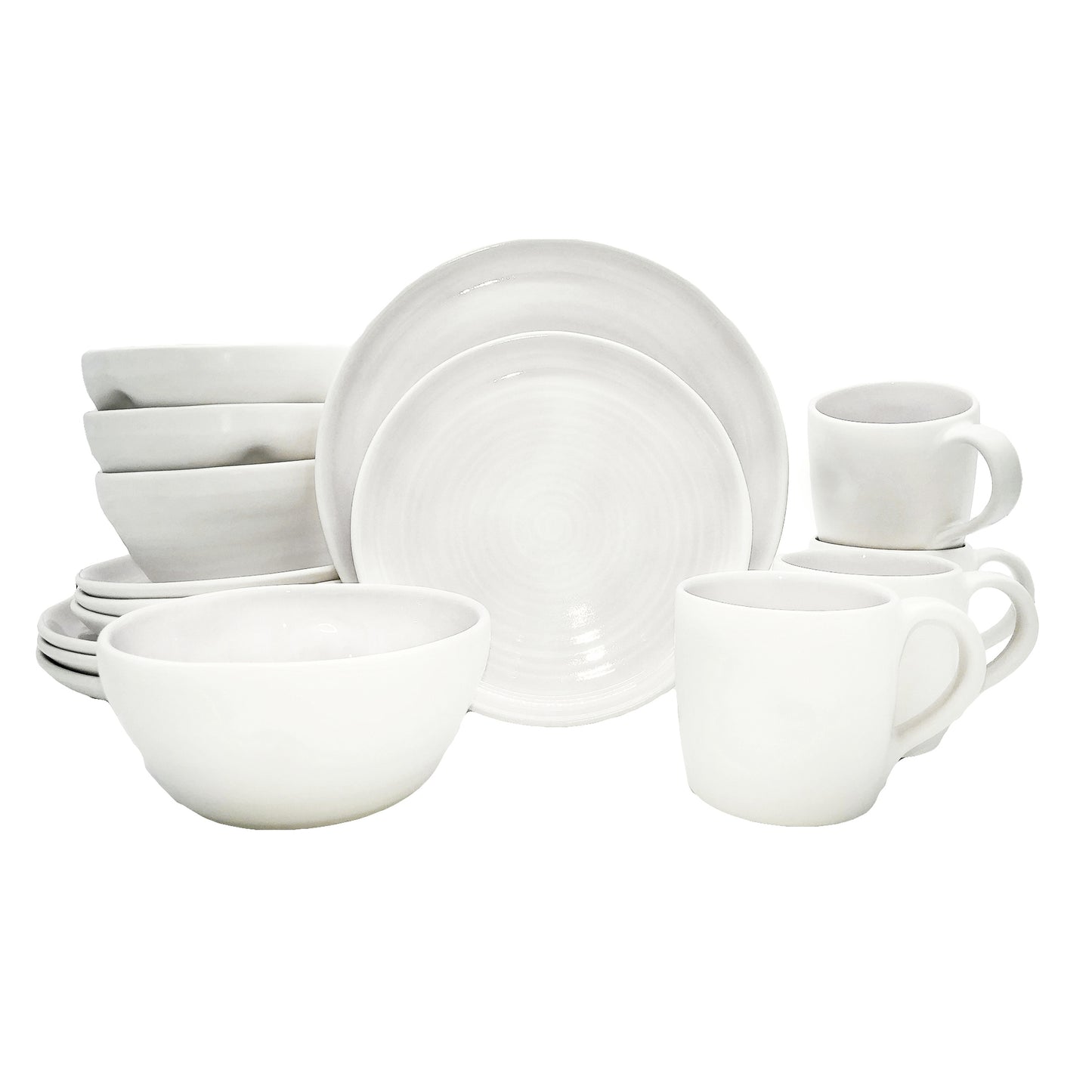 Pinch White Stoneware 16 Piece Dinnerware Set, Service For 4
