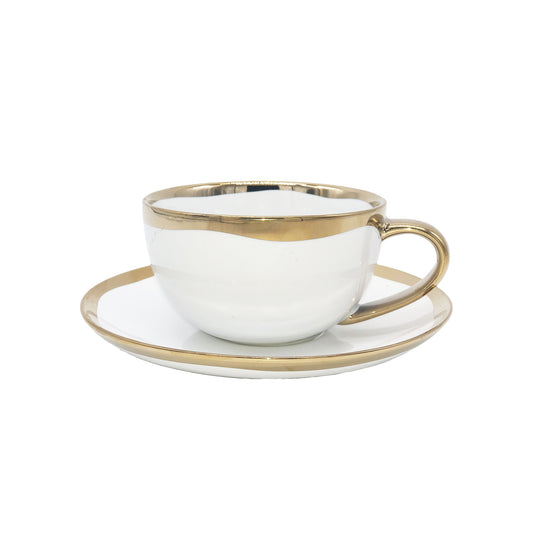 Dauville Gold Metallic Porcelain Cup & Saucer