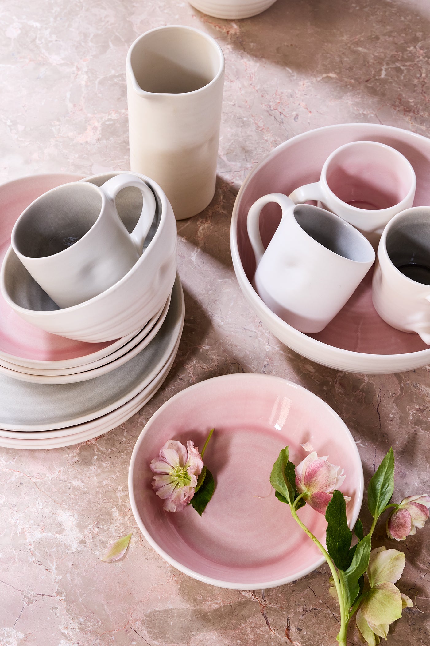 Pinch Grey Stoneware 4 Piece Dinnerware Set, Service For 1