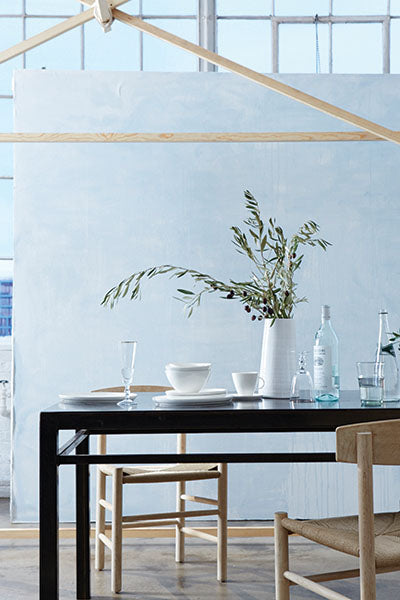 Abbesses Grey Rim Porcelain Small Serving Platter Canvas Home Abbesses, Abbesses Collection, Abbesses Grey Rim, Abbesses Platter, Abbesses Serving Platter, Colored Rim, Grey, Grey Rim, Platter, Porcelain, Serving, Serving Platter, Serving Trays + Platters, White, White & Grey