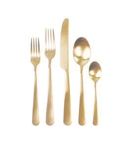 Oslo Matte Gold Stainless Steel 5 Piece Cutlery Set - Service for 1