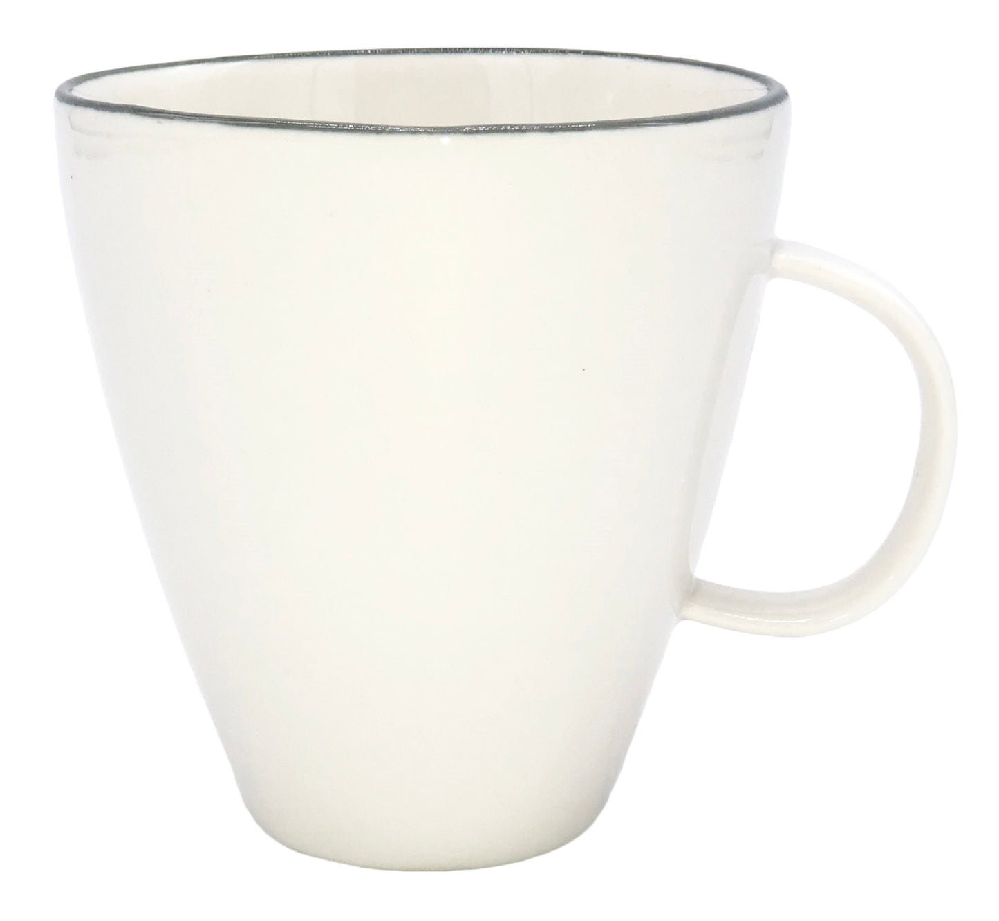 Abbesses Grey Rim Porcelain Mug, Set of 4 Canvas Home Abbesses, Abbesses Collection, Abbesses Grey Rim, Abbesses Mug, Abbesses Mug Set, Casual Dinnerware, Coffee Mug, Colored Rim, Colored Rim Dinnerware, Colored Rim Mug, Grey, Grey Rim, Mug, Mugs + Cups, Porcelain, Porcelain Dinnerware, Set of 4, White, White & Grey