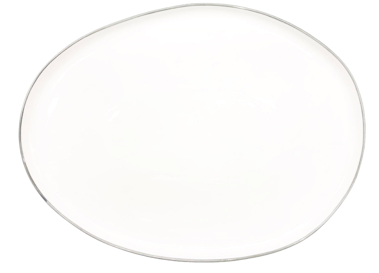 Abbesses Grey Rim Porcelain Small Serving Platter Canvas Home Abbesses, Abbesses Collection, Abbesses Grey Rim, Abbesses Platter, Abbesses Serving Platter, Colored Rim, Grey, Grey Rim, Platter, Porcelain, Serving, Serving Platter, Serving Trays + Platters, White, White & Grey