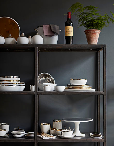 Dauville Gold Metallic Porcelain Cake Stand Canvas Home Cake Stand, Cake Stands, Dauville, Dauville Cake Stand, Dauville Collection, Dauville Gold Cake Stand, Dauville Gold Metallic Porcelain Cake Stand, Gold, Gold Cake Stand, Porcelain, Porcelain Cake Stand, White, White & Gold, White Porcelain