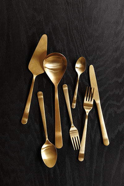 Oslo Matte Gold Stainless Steel Serving Spoon Set