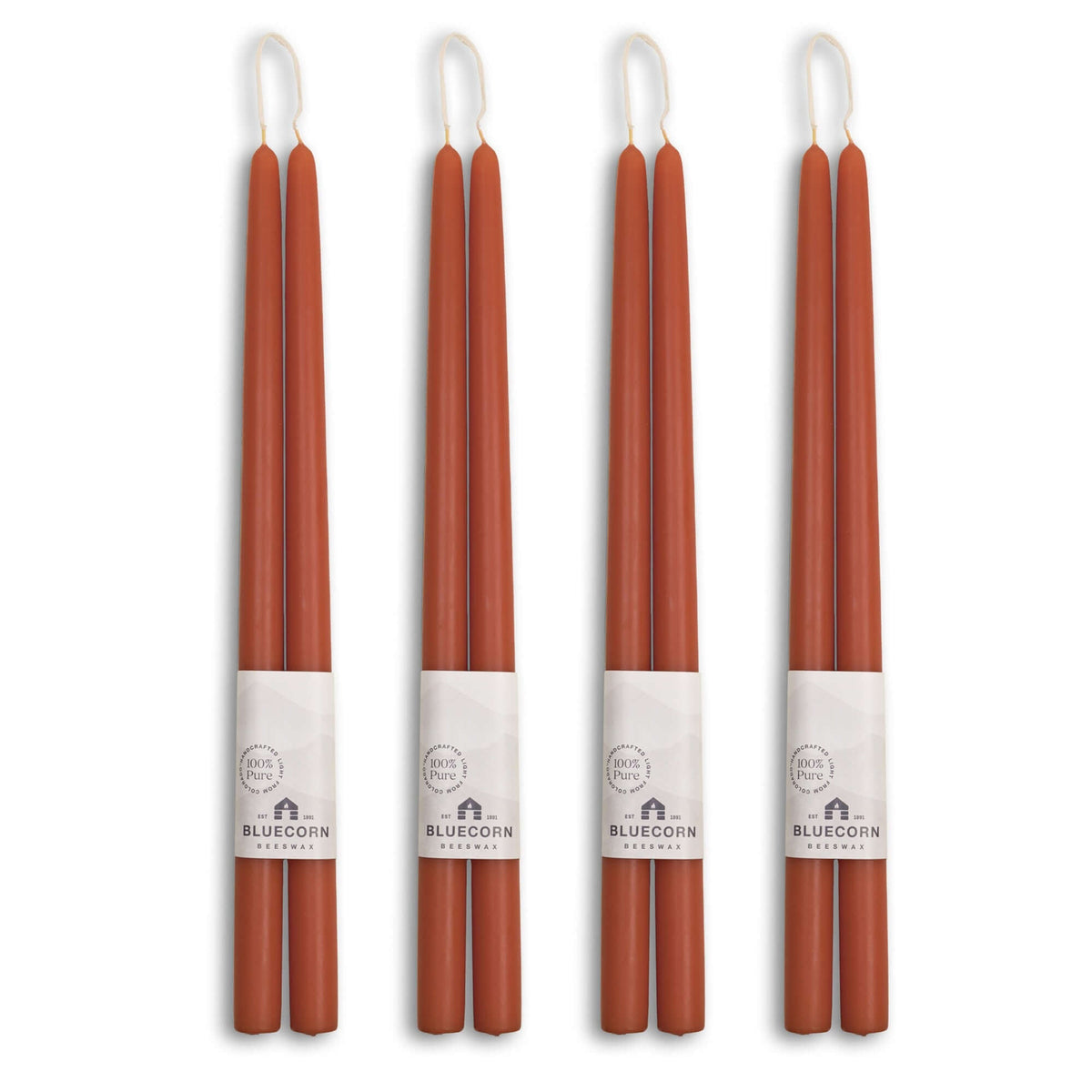 Hand-Dipped Beeswax Taper Candles - Bulk 4-Pair Bundle