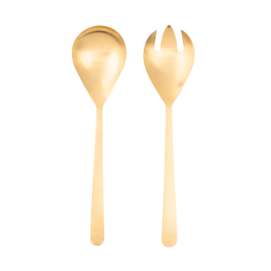 Oslo Matte Gold Stainless Steel 2 Piece Salad Server Set