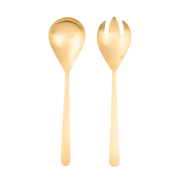 Oslo Matte Gold Stainless Steel 2 Piece Salad Server Set