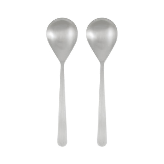 Oslo Brushed Stainless Steel 2 Piece Serving Spoon Set