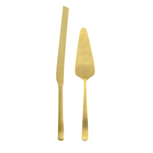 Oslo Matte Gold Stainless Steel 2 Piece Cake Service Set