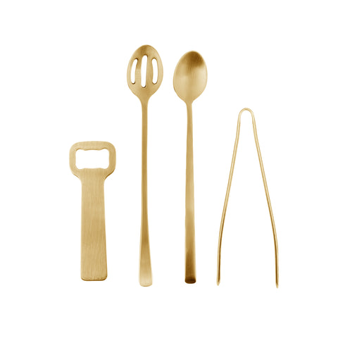 Canvas Classic 4-Piece Bar Accessory Gift Set in Matte Gold