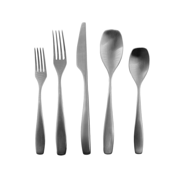 Voss Brushed Stainless Steel 5 Piece Cutlery Set - Service For 1 Canvas Home $50-$100, Cutlery Sets, Portugal, Silver, Stainless Steel