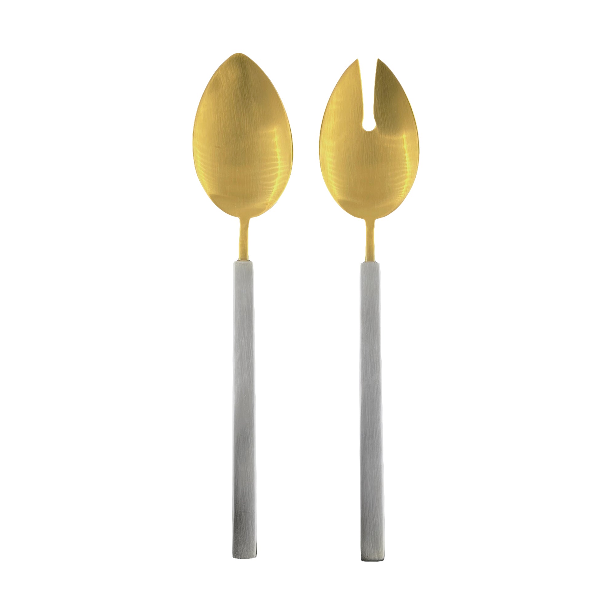 Hvar Matte Brushed Gold Stainless Steel 2 Piece Salad Server Set