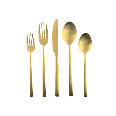 Ellsworth Matte Gold Stainless Steel 5 Piece Cutlery Set - Service for 1