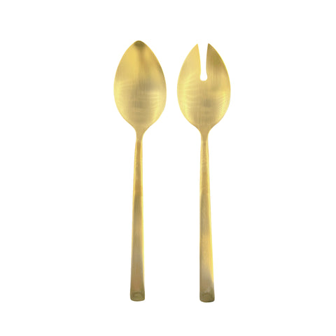 Ellsworth Matte Gold Stainless Steel Piece Salad Server Set