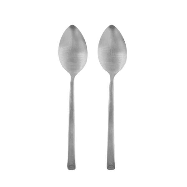 Ellsworth Brushed Stainless Steel 2 Piece Serving Spoon Set Canvas Home $30-$50, 18/10 Stainless Steel, Brushed, Brushed Stainless, Ellsworth, Gifts-50-&-Below, Host + Hostess, Portugal, Serving, Serving Spoon, Serving Spoon Set, Serving Utensils, Silver, Stainless, Stainless Steel