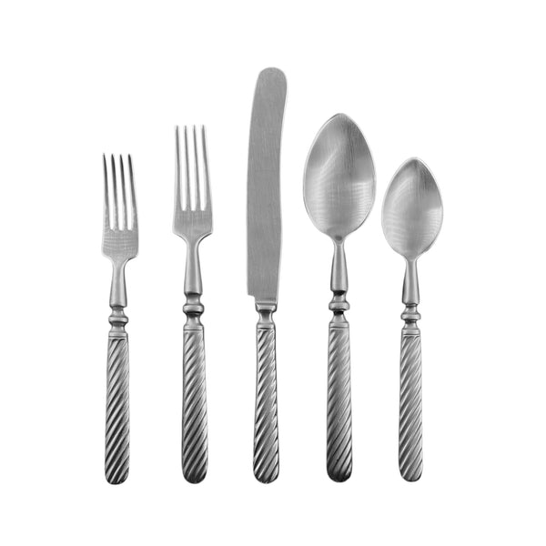 Marcigny Brushed Stainless Steel 5 Piece Cutlery Set - Service for 1 Canvas Home $50-$100, 18/10 Stainless Steel, 5 Piece Flatware Set, 5 Piece Set, Brushed, Brushed Stainless, Cutlery, Cutlery Sets, Flatware, Flatware Set, Marcigny, Portugal, Service For 1, Silver, Stainless, Stainless Steel