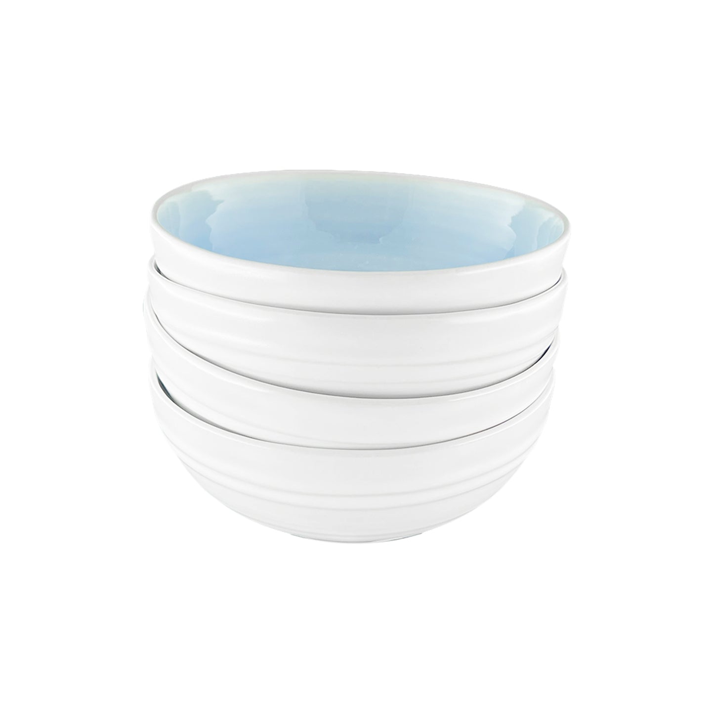 Lines Blue Stoneware Cereal Bowl, Set of 4