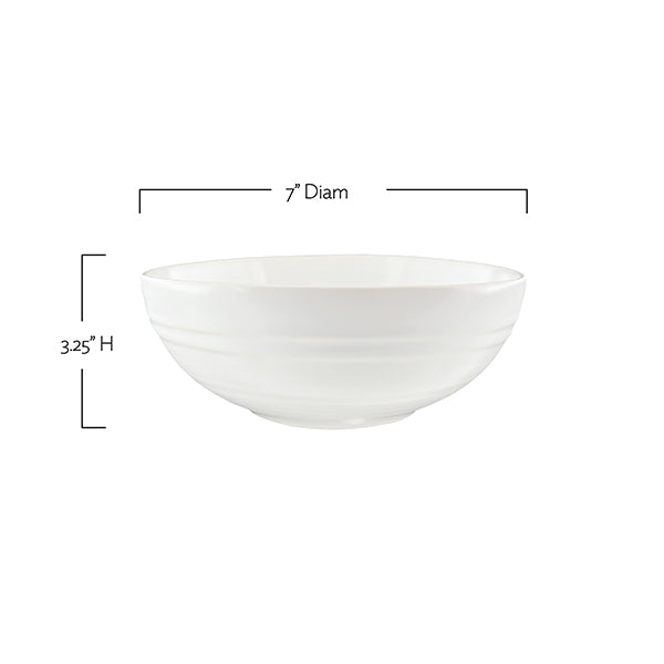 Lines White Stoneware Cereal Bowl, Set of 4