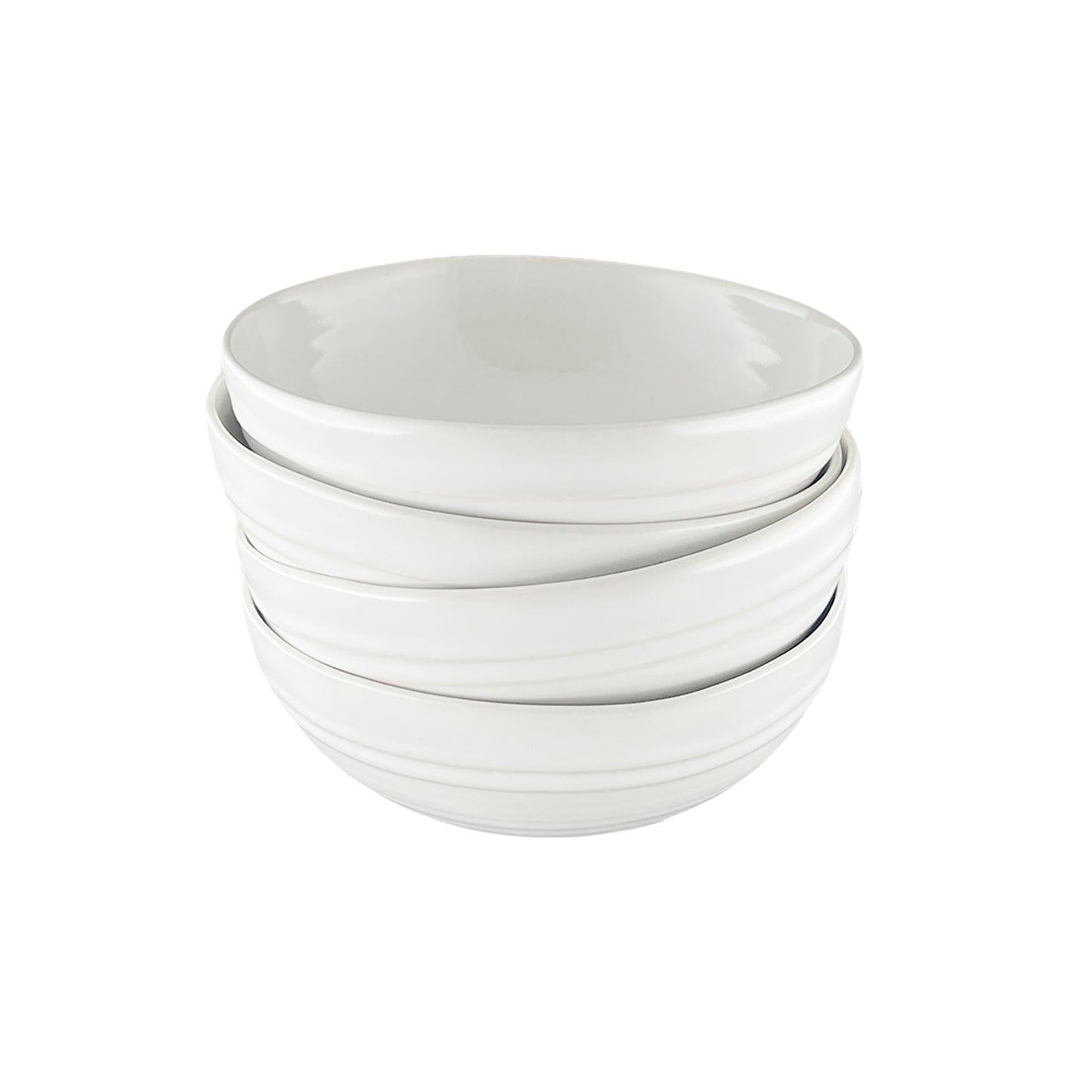 Lines White Stoneware Cereal Bowl, Set of 4