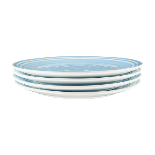 Lines Blue Stoneware Dinner Plate, Set of 4