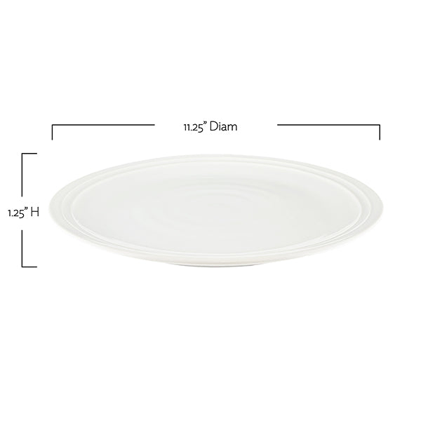 Lines White Stoneware 16 Piece Dinnerware Set, Service For 4