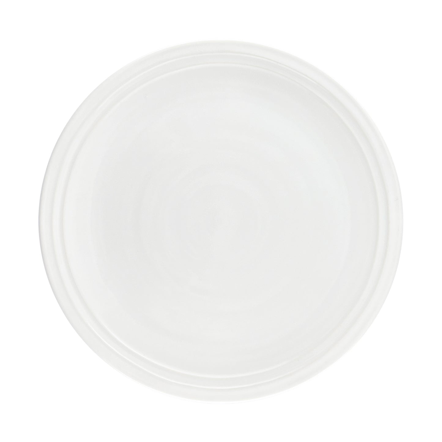 Lines White Stoneware Dinner Plate, Set of 4