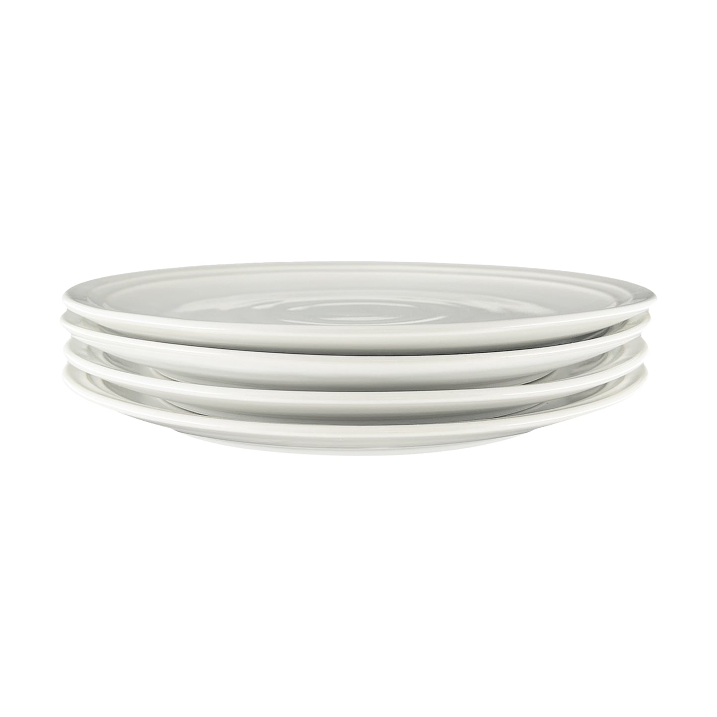 Lines White Stoneware Dinner Plate, Set of 4