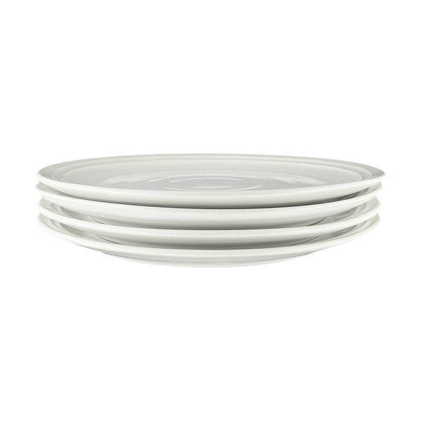 Lines White Stoneware Dinner Plate, Set of 4