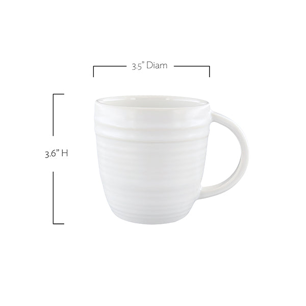 Lines White Stoneware 16 Piece Dinnerware Set, Service For 4