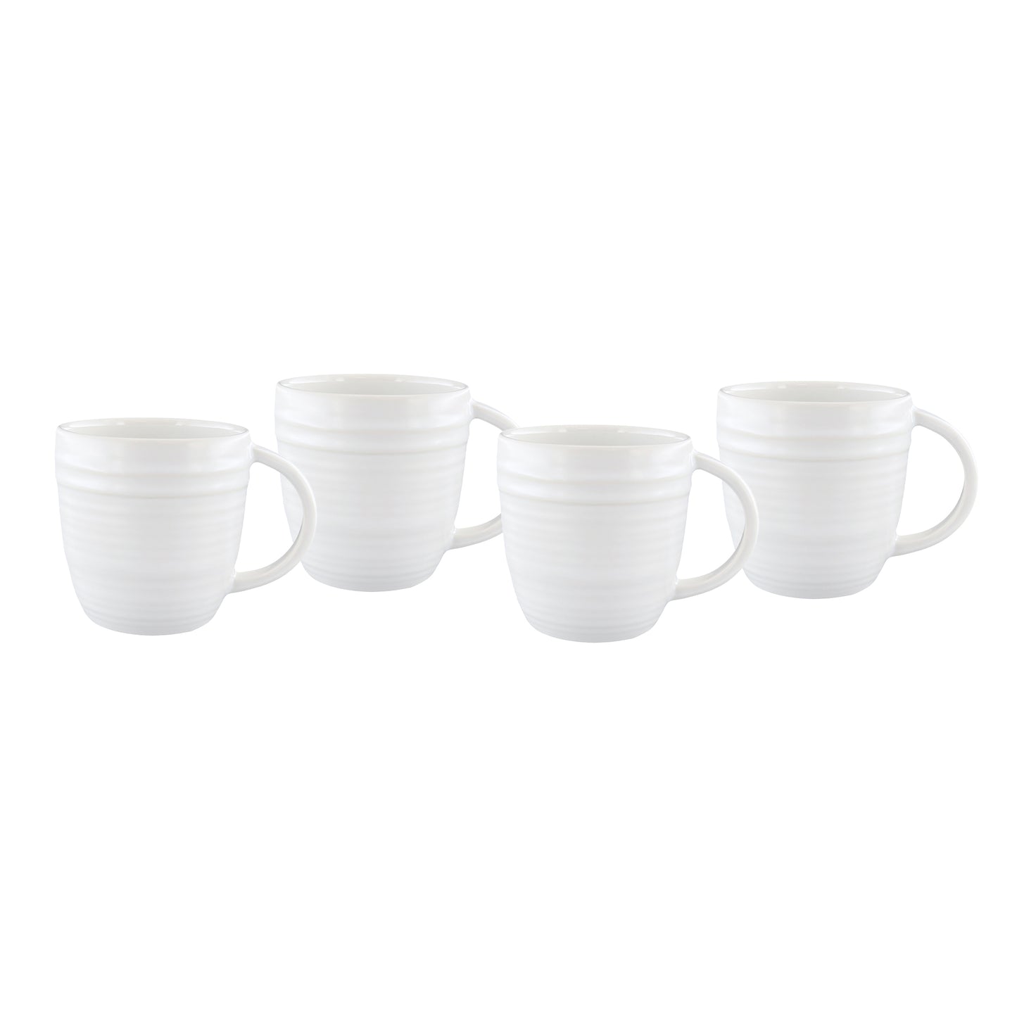 Lines White Stoneware Mug, Set of 4