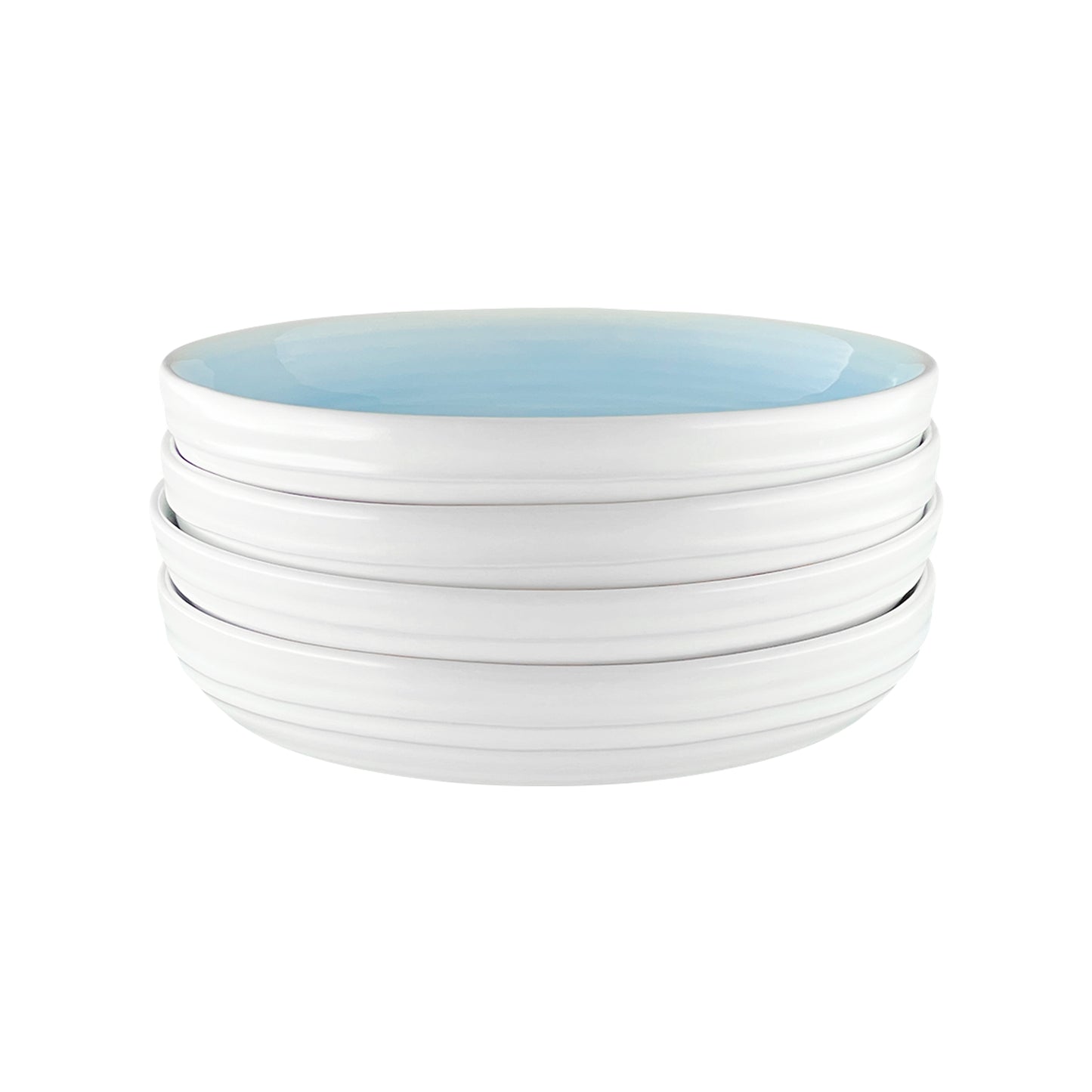 Lines Blue Stoneware Pasta Bowl, Set of 4