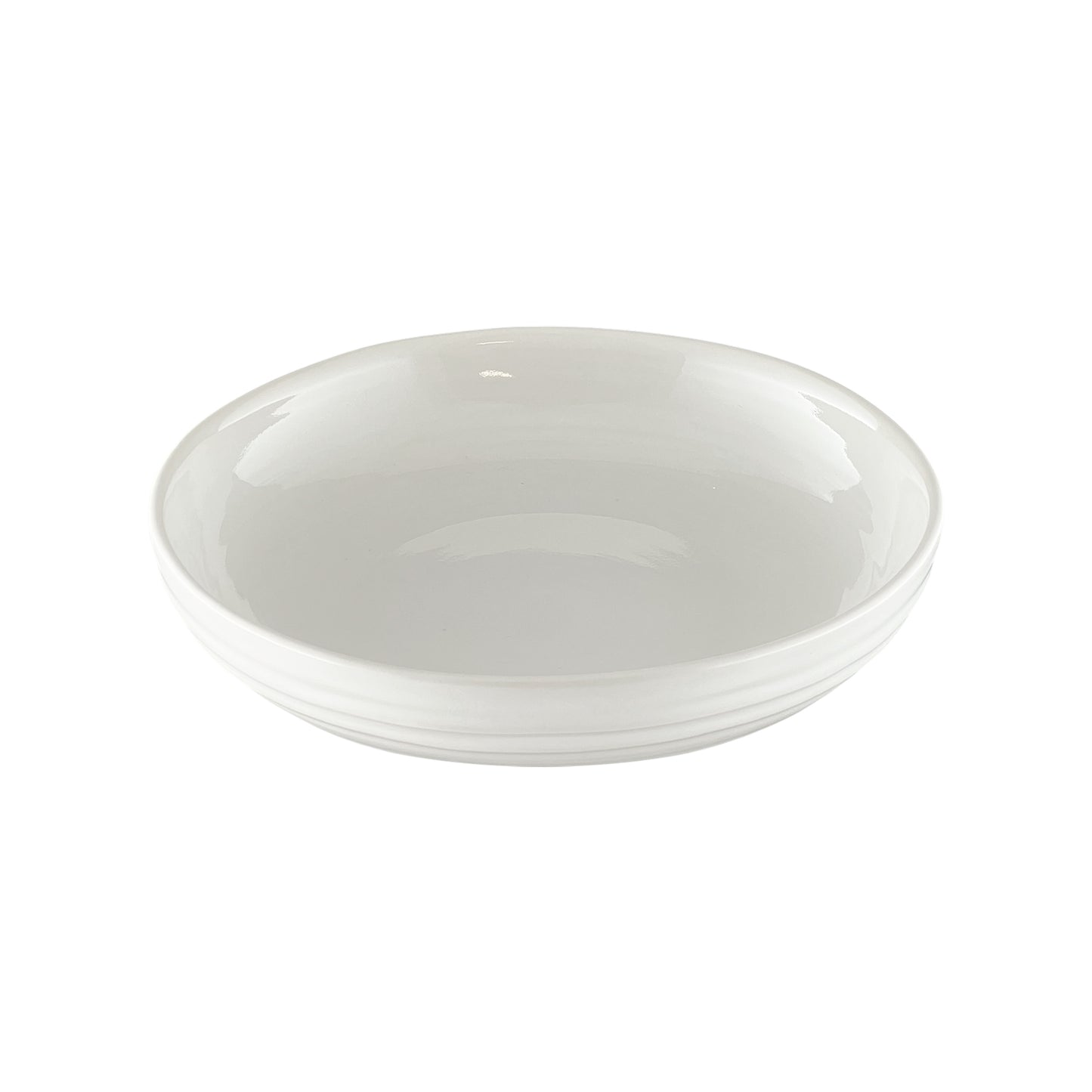 Lines White Stoneware Pasta Bowl, Set of 4