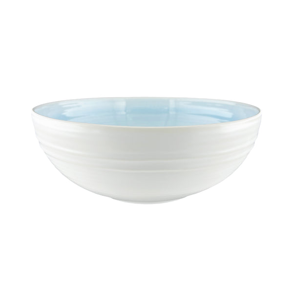 Lines Blue Stoneware Salad Bowl