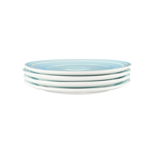 Lines Blue Stoneware Salad Plate, Set of 4