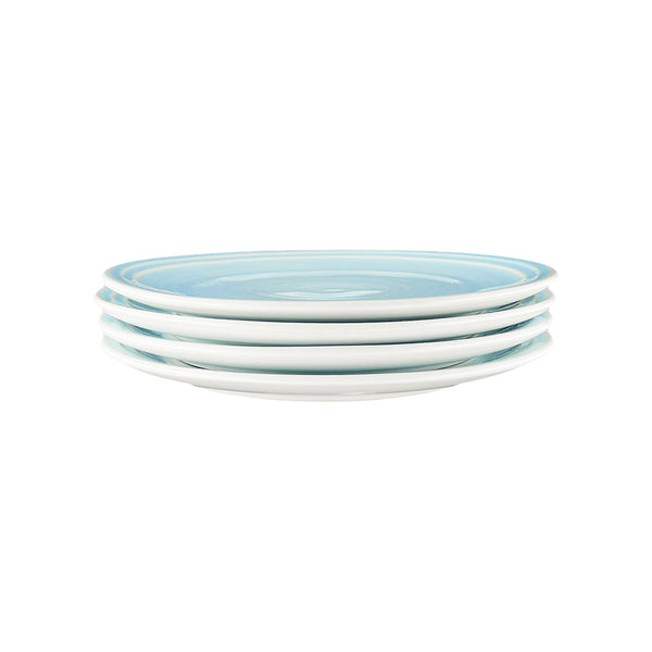 Lines Blue Stoneware Salad Plate, Set of 4