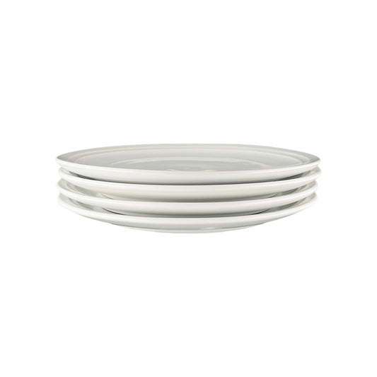 Lines White Stoneware Salad Plate, Set of 4