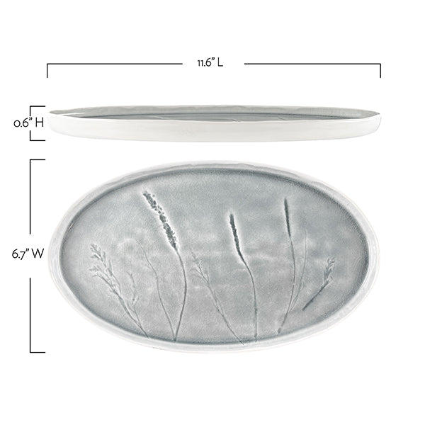 Meadow Grey Porcelain Oval Platter