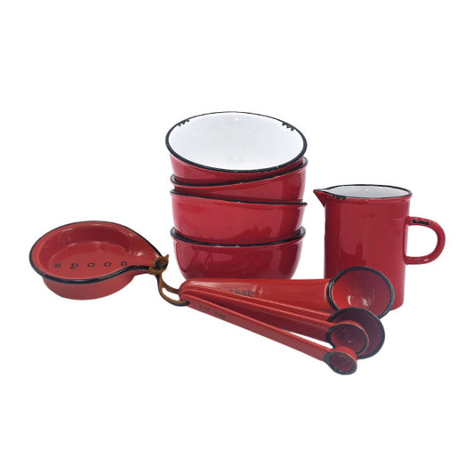 Tinware 7-Piece Prep Set- Red