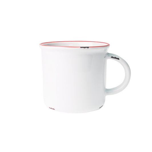 Tinware Mug in White/Red Rim - Set of 4