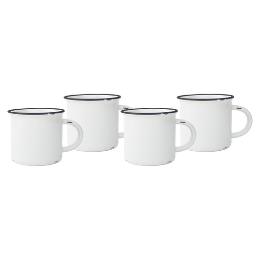 Tinware Mug in White/Slate Rim - Set of 4