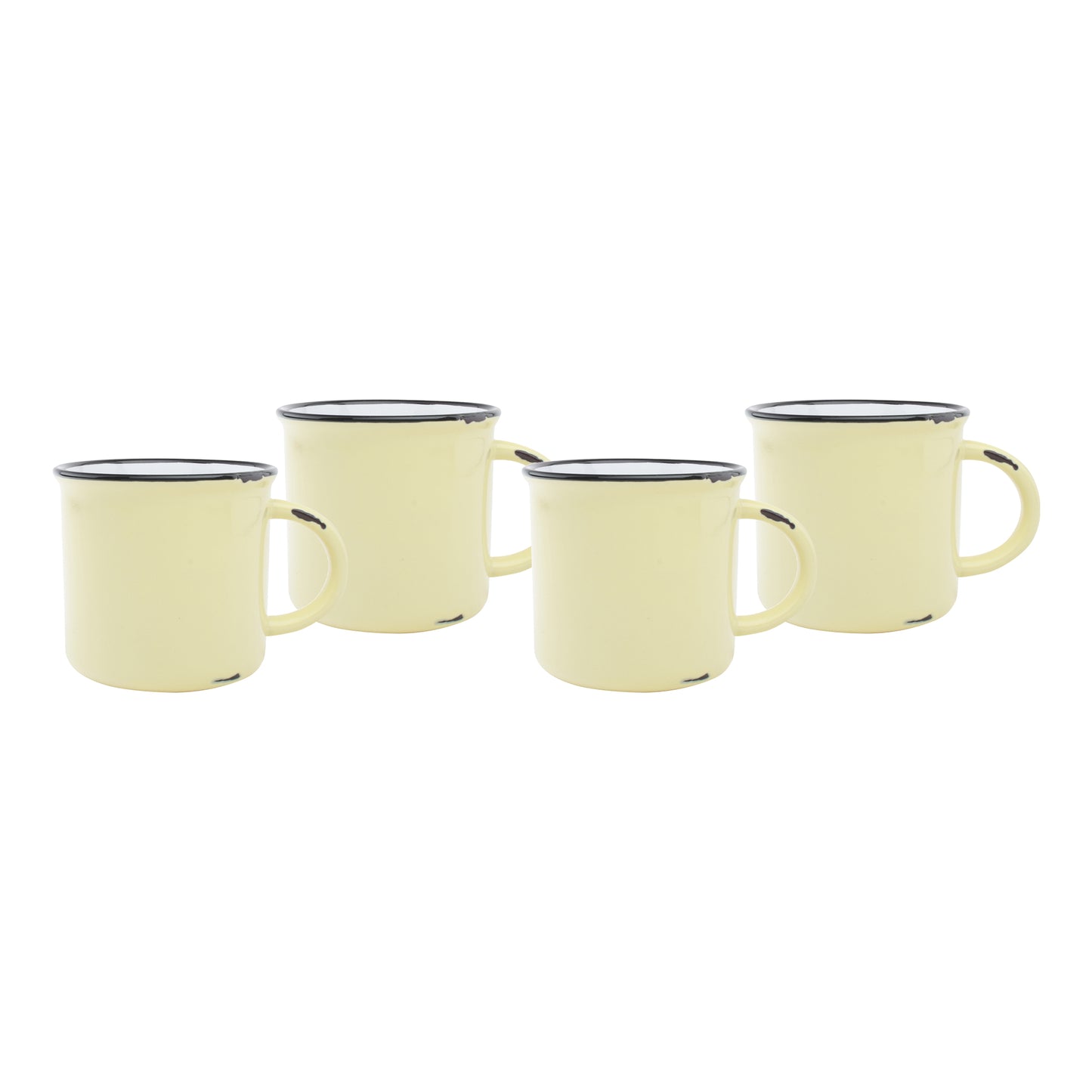 Tinware Mug in Yellow- Set of 4